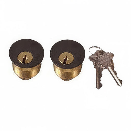 Adams-Rite 1 inch Brass Mortise Cylinder, Keyed Alike Pair Schlage
