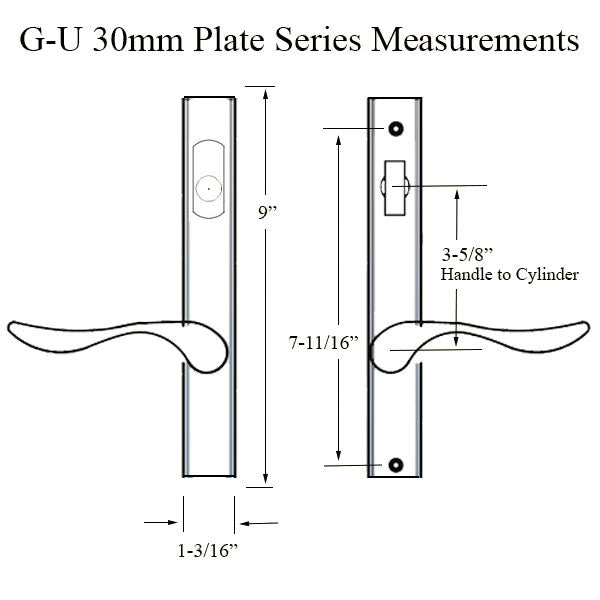 G-U Allegro Handle & 30mm Plate, Active, Keyed with Thumbturn (Handle Below Cylinder) Choose Color - G-U Allegro Handle & 30mm Plate, Active, Keyed with Thumbturn (Handle Below Cylinder) Choose Color