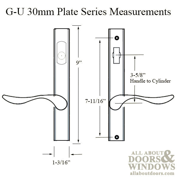 G-U Allegro Handle & 30mm Plate, Active, Keyed with Thumbturn (Handle Below Cylinder) Choose Color - G-U Allegro Handle & 30mm Plate, Active, Keyed with Thumbturn (Handle Below Cylinder) Choose Color