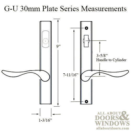 G-U Allegro Handle & 30mm Plate, Active, Keyed with Thumbturn (Handle Below Cylinder) Choose Color - G-U Allegro Handle & 30mm Plate, Active, Keyed with Thumbturn (Handle Below Cylinder) Choose Color