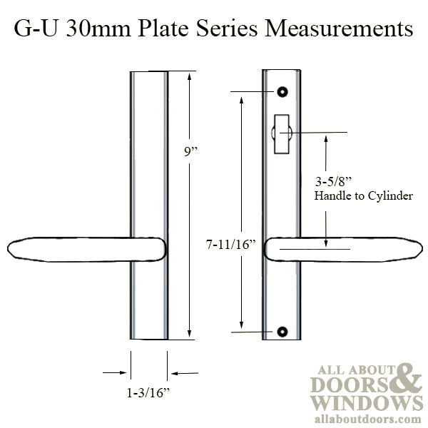 G-U Torino Handle & 30mm Plate, Zamac, Inactive, Thumbturn Only (Handles DO Move) Choose Color - G-U Torino Handle & 30mm Plate, Zamac, Inactive, Thumbturn Only (Handles DO Move) Choose Color