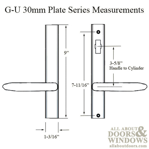 G-U Torino Handle & 30mm Plate, Zamac, Inactive, Thumbturn Only (Handles DO Move) Choose Color - G-U Torino Handle & 30mm Plate, Zamac, Inactive, Thumbturn Only (Handles DO Move) Choose Color