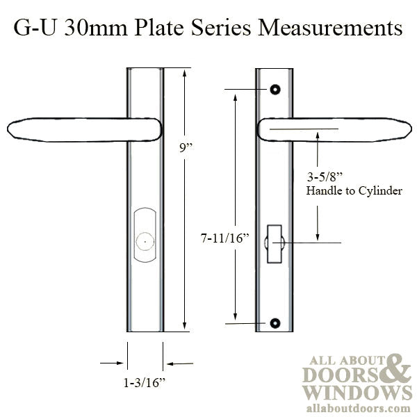 G-U Torino Handle & 30mm Plate, Zamac, Active, Key & Thumbturn (Handle Above Cylinder) Choose Color - G-U Torino Handle & 30mm Plate, Zamac, Active, Key & Thumbturn (Handle Above Cylinder) Choose Color
