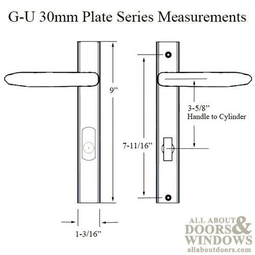 G-U Torino Handle & 30mm Plate, Zamac, Active, Key & Thumbturn (Handle Above Cylinder) Choose Color - G-U Torino Handle & 30mm Plate, Zamac, Active, Key & Thumbturn (Handle Above Cylinder) Choose Color