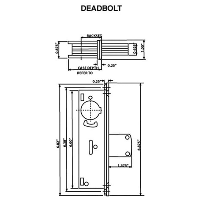 Deadbolt  Lock, 1-1/8 Inch Backset - No Face plate - Deadbolt  Lock, 1-1/8 Inch Backset - No Face plate