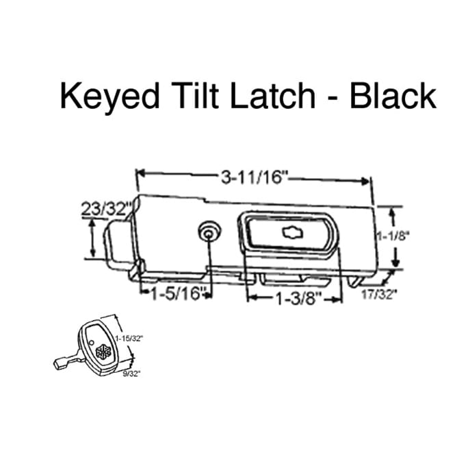 Amacor Key Only for Tilt Latch - Black - Amacor Key Only for Tilt Latch - Black