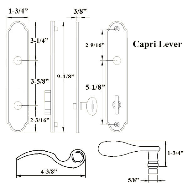 G-U Capri Handle & 45mm Plate, Active, Keyed with Thumbturn (Handle Above Cylinder) Choose Color - G-U Capri Handle & 45mm Plate, Active, Keyed with Thumbturn (Handle Above Cylinder) Choose Color