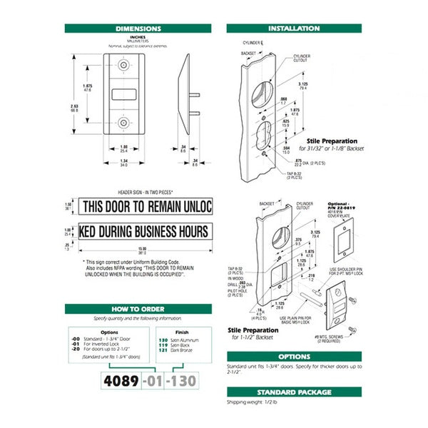 Exit Lock Indicator, Adams-Rite  - Choose Color - Exit Lock Indicator, Adams-Rite  - Choose Color