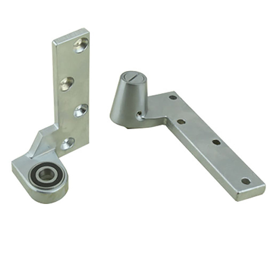 3/4 in. offset Contemporary Bottom Pivot Set, RH out-swing, LH in-swing - Brushed / Satin Chrome - 3/4 in. offset Contemporary Bottom Pivot Set, RH out-swing, LH in-swing - Brushed / Satin Chrome