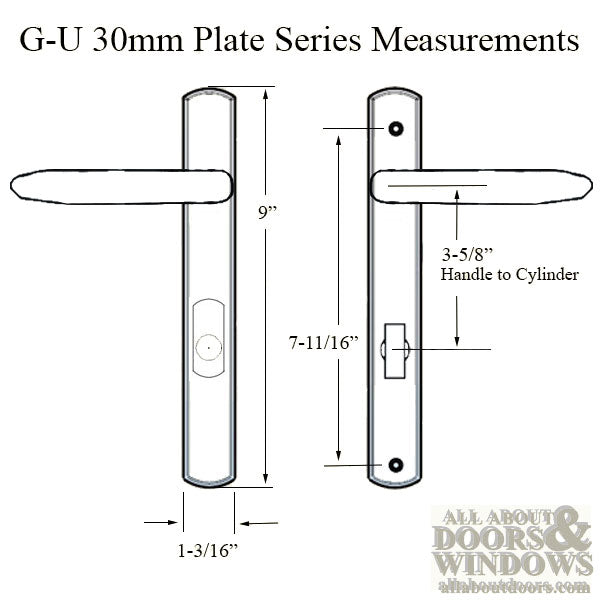 G-U Torino Handle & 30mm Plate, Active, Key & Thumbturn (Handle Above Cylinder) Choose Color - G-U Torino Handle & 30mm Plate, Active, Key & Thumbturn (Handle Above Cylinder) Choose Color