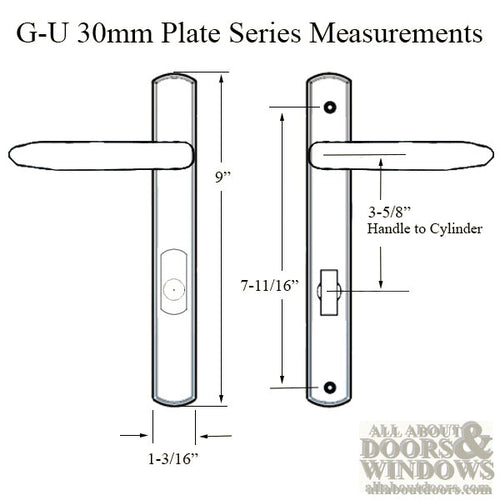 G-U Torino Handle & 30mm Plate, Active, Key & Thumbturn (Handle Above Cylinder) Choose Color - G-U Torino Handle & 30mm Plate, Active, Key & Thumbturn (Handle Above Cylinder) Choose Color