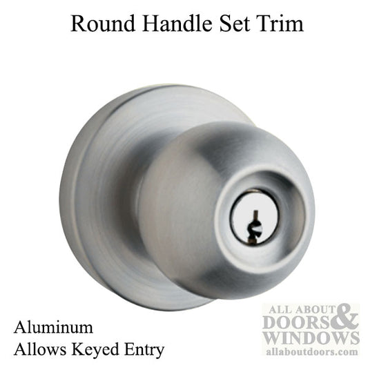 Round Keyed Entry Handle Set Trim for Exit Device Aluminum