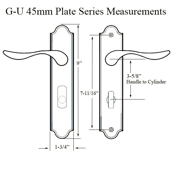 G-U Venice Handle & 45mm Plate, Zamac, Active, Key & Thumbturn (Handle Above Cylinder) Choose Color - G-U Venice Handle & 45mm Plate, Zamac, Active, Key & Thumbturn (Handle Above Cylinder) Choose Color