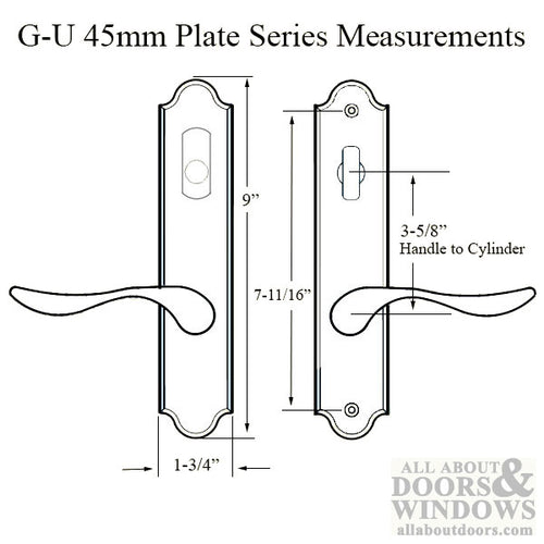 G-U Venice Handle & 45mm Plate, Zamac, Active, Key & Thumbturn (Handle Below Cylinder) Choose Color - G-U Venice Handle & 45mm Plate, Zamac, Active, Key & Thumbturn (Handle Below Cylinder) Choose Color
