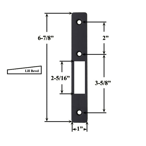 Left Hand Small Hole Hookbolt Face Plate, Bevel - Choose Color - Left Hand Small Hole Hookbolt Face Plate, Bevel - Choose Color