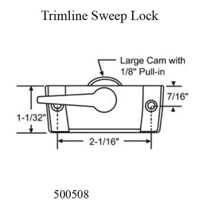 Trimline Sweep Lock, No Alignment Lugs, 2-1/16 inch screw holes - Choose Color - Trimline Sweep Lock, No Alignment Lugs, 2-1/16 inch screw holes - Choose Color