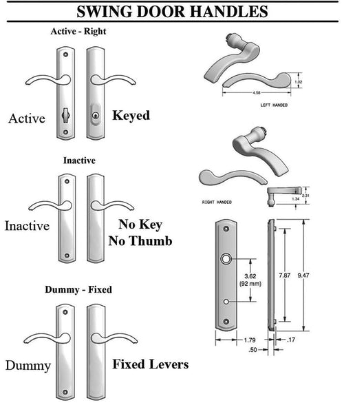 Active Handle set 100 Series Lever, C Plate,  Right Hand - Choose Color - Active Handle set 100 Series Lever, C Plate,  Right Hand - Choose Color