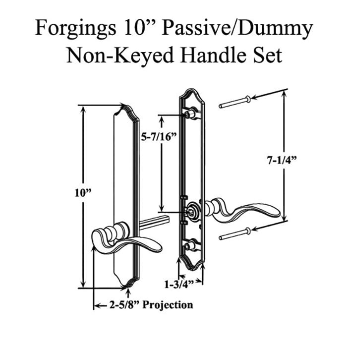 Forgings 10 Inch Passive/Dummy Non-Keyed Handle Set - Forgings 10 Inch Passive/Dummy Non-Keyed Handle Set