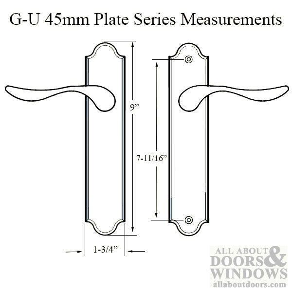 G-U Venice Handle & 45mm Plate, Dummy, No Key, No Thumbturn (Handles DO NOT Move) Choose Color - G-U Venice Handle & 45mm Plate, Dummy, No Key, No Thumbturn (Handles DO NOT Move) Choose Color