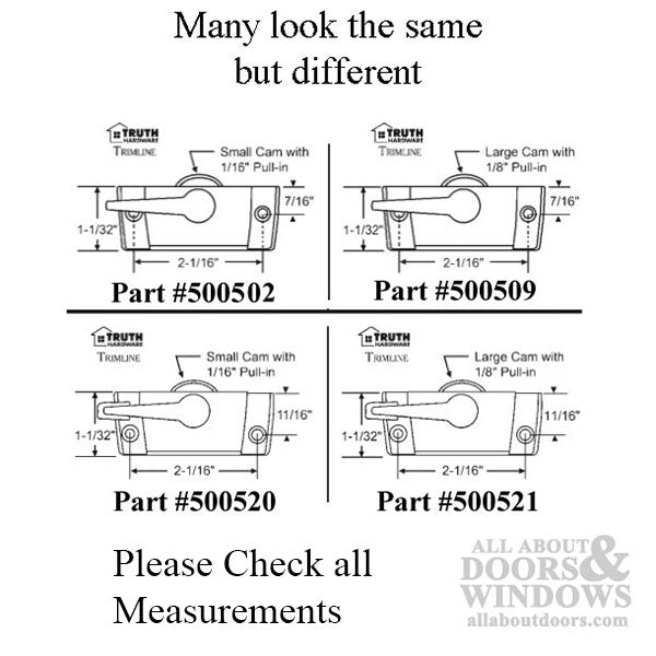 Truth 17.39 Sweep Latch, 2-1/16  Swivel type Sash Lock - White - Truth 17.39 Sweep Latch, 2-1/16  Swivel type Sash Lock - White