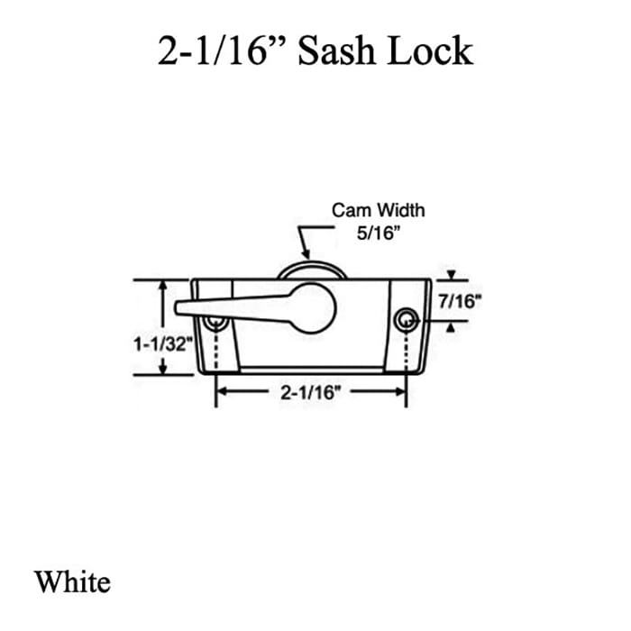 2-1/16 Inch Swivel Sash Lock - White - 2-1/16 Inch Swivel Sash Lock - White