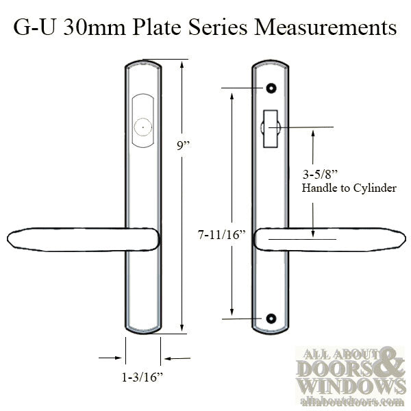 G-U Torino Handle & 30mm Plate, Active, Key & Thumbturn (Handle Below Cylinder) Choose Color - G-U Torino Handle & 30mm Plate, Active, Key & Thumbturn (Handle Below Cylinder) Choose Color