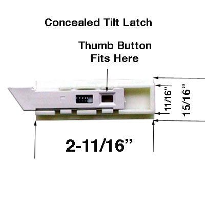Concealed Internal Tilt-In latch, Slide in - Pair - White Plastic - Concealed Internal Tilt-In latch, Slide in - Pair - White Plastic