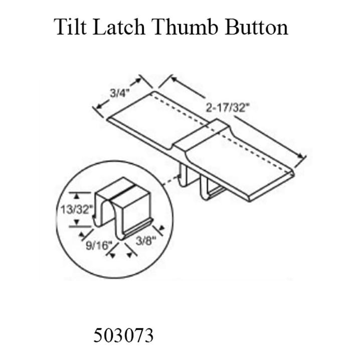 Thumb Button Only, Tilt in Latch 3/4 x 2-1/2 inch - White - Thumb Button Only, Tilt in Latch 3/4 x 2-1/2 inch - White