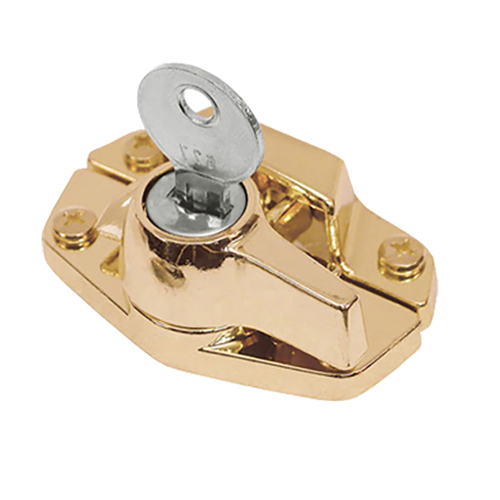 Sash / Cam Lock (Keyed) - Wood Sash Hardware, Diecast - Polished Brass - Sash / Cam Lock (Keyed) - Wood Sash Hardware, Diecast - Polished Brass
