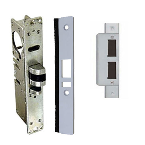 Deadlatch Lock 1-1/8 Kit with Faceplate and Strike Plates - Aluminum Finish - Deadlatch Lock 1-1/8 Kit with Faceplate and Strike Plates - Aluminum Finish