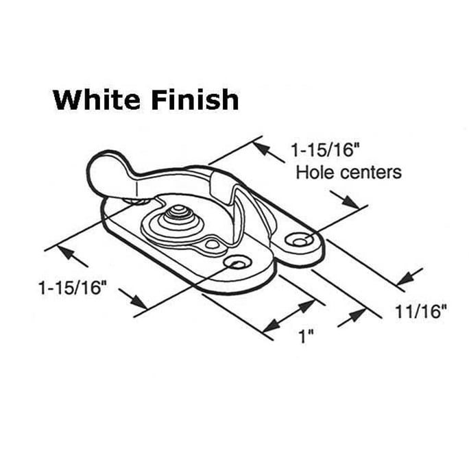 Sash / Cam Lock - Wood Sash Hardware, Stamped Steel - White - Sash / Cam Lock - Wood Sash Hardware, Stamped Steel - White