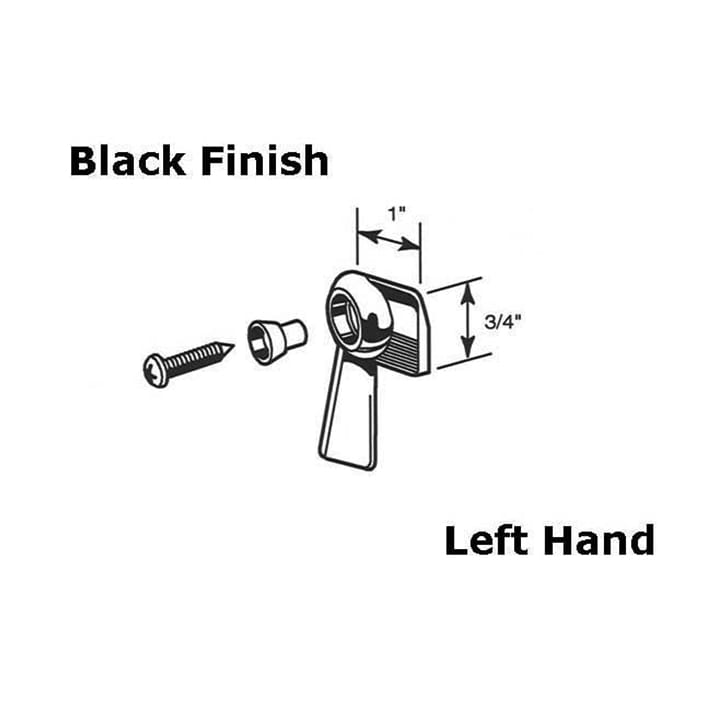 Sash Lock - Sliding Window - Left Hand - 1 Inch - Black Metal - Sash Lock - Sliding Window - Left Hand - 1 Inch - Black Metal