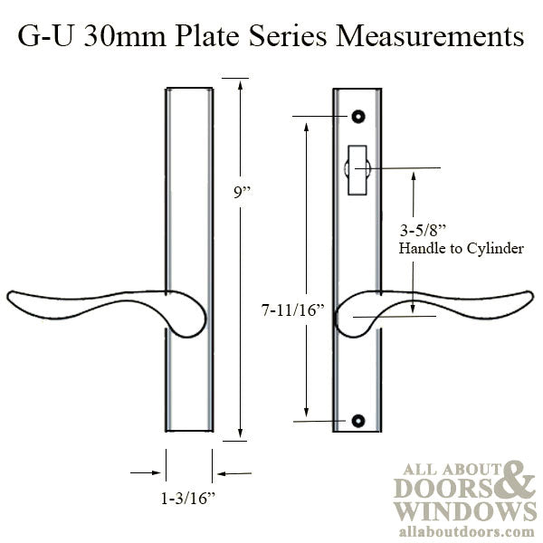 G-U Allegro Handle & 30mm Plate, Zamac, Inactive, Thumbturn Only (Handles DO Move) Choose Color - G-U Allegro Handle & 30mm Plate, Zamac, Inactive, Thumbturn Only (Handles DO Move) Choose Color