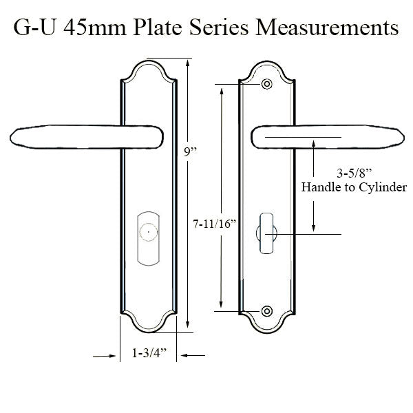 G-U Torino Handle & 45mm Plate, Active, Keyed w/ Thumbturn (Handle Above Cylinder) Choose Color - G-U Torino Handle & 45mm Plate, Active, Keyed w/ Thumbturn (Handle Above Cylinder) Choose Color