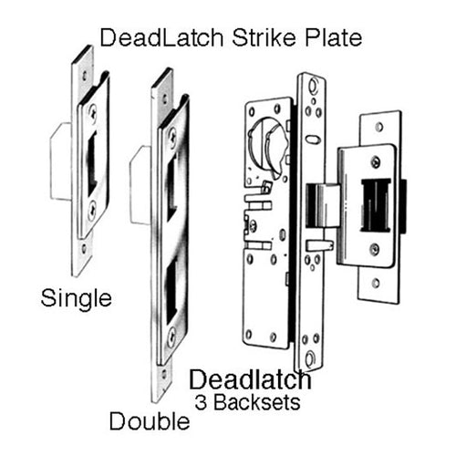 Deadlatch Lock 1-1/8 Kit with Faceplate and Strike Plates - Aluminum Finish - Deadlatch Lock 1-1/8 Kit with Faceplate and Strike Plates - Aluminum Finish