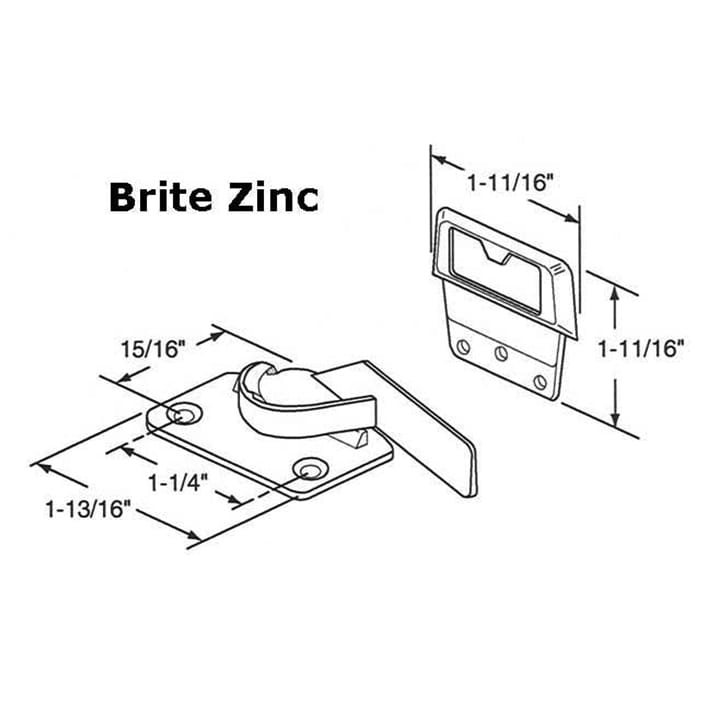 Sash Lock - Vinyl and Aluminum Sash Hardware, Diecast - Brite Zinc - Sash Lock - Vinyl and Aluminum Sash Hardware, Diecast - Brite Zinc