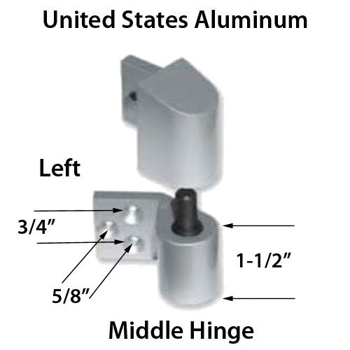 US Aluminum Storefront Pivot Hinge - Intermediate / Middle, Left - US Aluminum Storefront Pivot Hinge - Intermediate / Middle, Left
