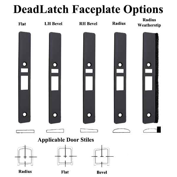 Deadlatch Faceplate with Weatherstrip, Radius, Choose Color - Deadlatch Faceplate with Weatherstrip, Radius, Choose Color