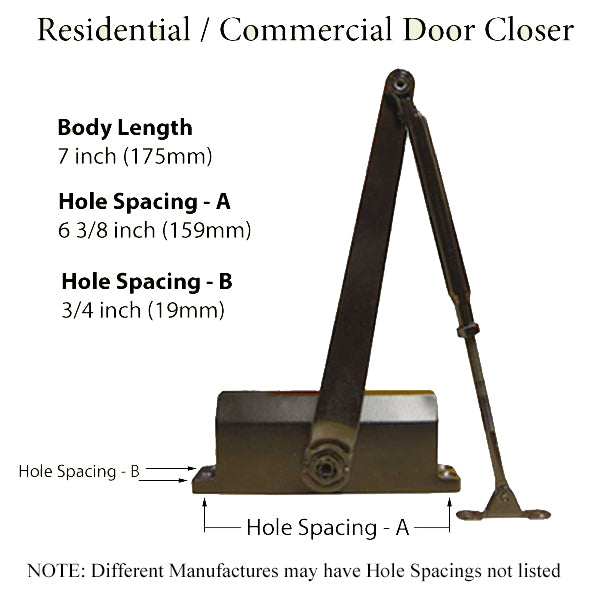 Residential / Commercial Interior Door Closer, Adjustable Tension, Choose Color - Residential / Commercial Interior Door Closer, Adjustable Tension, Choose Color
