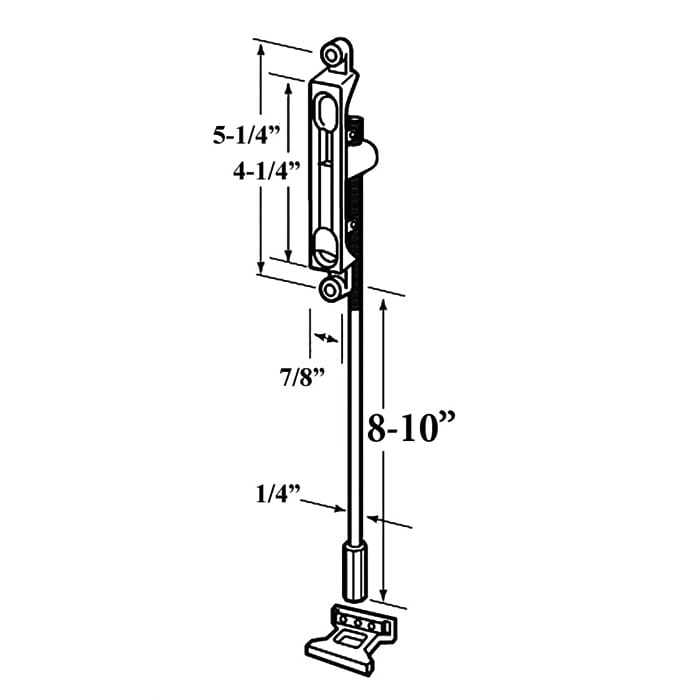 Flush Bolt 8 - 10 Inch 1/8bs Adjustable Extension Bolt- Aluminum - Flush Bolt 8 - 10 Inch 1/8bs Adjustable Extension Bolt- Aluminum