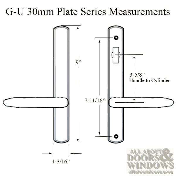 G-U Torino Handle & 30mm Plate, Inactive, Thumbturn Only (Handles DO Move) Choose Color - G-U Torino Handle & 30mm Plate, Inactive, Thumbturn Only (Handles DO Move) Choose Color