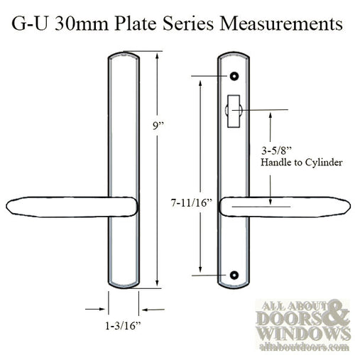 G-U Torino Handle & 30mm Plate, Inactive, Thumbturn Only (Handles DO Move) Choose Color - G-U Torino Handle & 30mm Plate, Inactive, Thumbturn Only (Handles DO Move) Choose Color