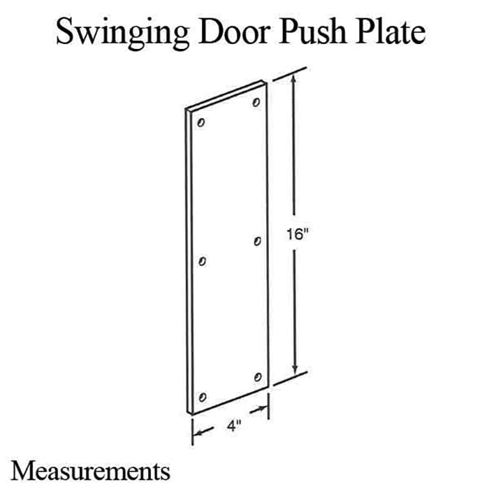 4 x 16 Push Plate, Aluminum, Brass, Stainless Steel - 4 x 16 Push Plate, Aluminum, Brass, Stainless Steel