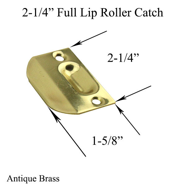 2-1/4 Inch Full Lip Roller Catch for Closet Doors, Solid Brass - Choose Color - 2-1/4 Inch Full Lip Roller Catch for Closet Doors, Solid Brass - Choose Color