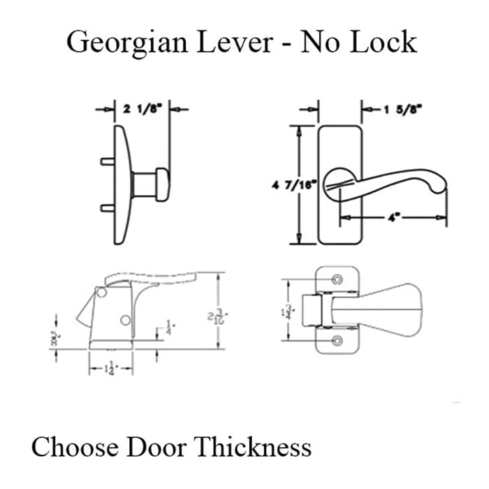 Georgian Lever and Storm Door Handle with Inside Push Handle for Storm Doors Brushed Chrome Finish - Georgian Lever and Storm Door Handle with Inside Push Handle for Storm Doors Brushed Chrome Finish