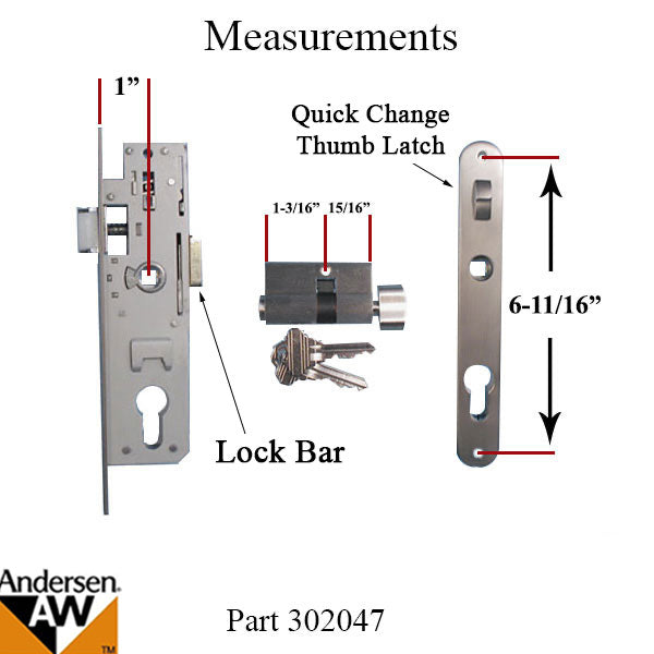 Andersen Storm Door Hardware w/ Lock Bar, Choose Finish - Andersen Storm Door Hardware w/ Lock Bar, Choose Finish
