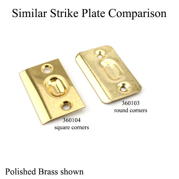 Round-Cornered Strike Plate For Drive-In Ball Catch - Polished Brass - Round-Cornered Strike Plate For Drive-In Ball Catch - Polished Brass