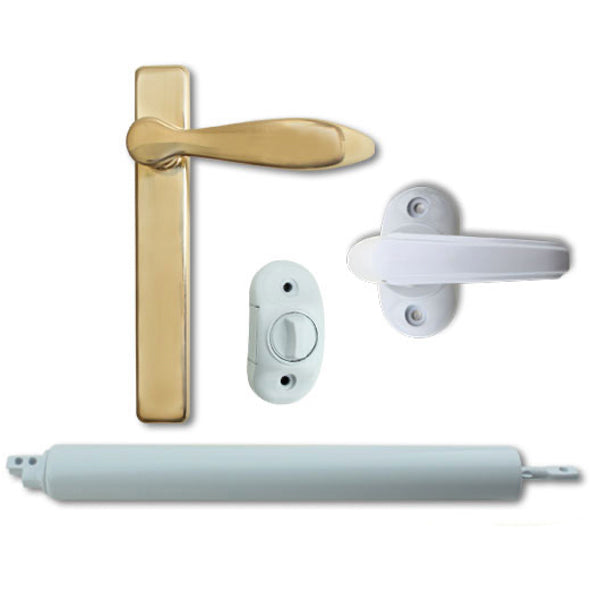 Andersen Storm Door Hardware Kit Brass Exterior White Interior - Andersen Storm Door Hardware Kit Brass Exterior White Interior
