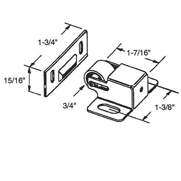 Roller Catch for Cabinet and Closet Door 0.75 Inch Roller Diameter - Roller Catch for Cabinet and Closet Door 0.75 Inch Roller Diameter