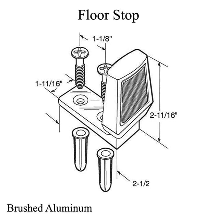 Wrought Steel Floor Stop with Resilient Rubber Bumper Brushed Aluminum - Wrought Steel Floor Stop with Resilient Rubber Bumper Brushed Aluminum